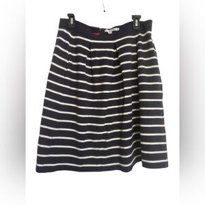 Boden Navy and Cream Striped Midi Skirt Size 12